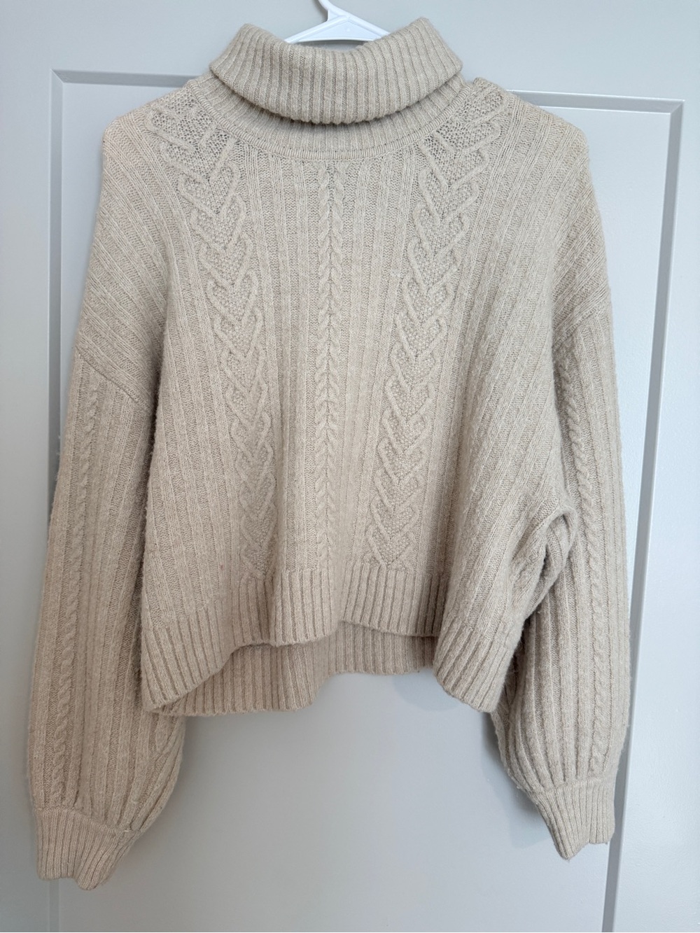 Divided Cream Cable Knit Turtleneck Sweater